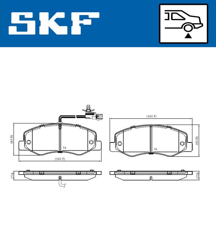 Jeu de 4 plaquettes de frein SKF ref. VKBP 90164 E